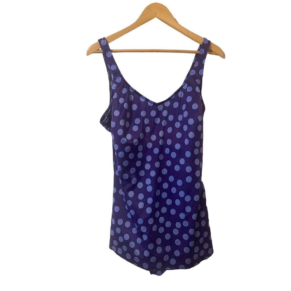 VTG Maxine of Hollywood 22W One-Piece Front Skirt & Side Ruffle Tie Swimsuit VGC